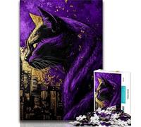 Puzzles pour Adultes 1000 pièces Peinture de Chat Noir 1000 pièces Puzzle Jeux d'activités familiales stimulants Jouet de Bricolage pour décoration Murale de la Maison Cadeaux 38x26cm
