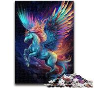 Puzzles pour Adultes 1000 pièces Peinture de Cheval Volant coloré Jeu Stimulant et Jeu Familial avec des pièces entièrement emboîtables de Formes aléatoires 26x38cm