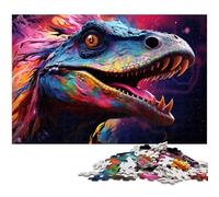 Puzzles pour Adultes 1000 pièces Peinture de Dinosaures colorés Jeu Stimulant Jouets Puzzle de Noël Cadeaux 1000 PCS (38x26cm)