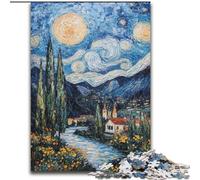 Puzzles pour Adultes 1000 pièces Peinture de Montagne de Van Gogh, Jouet éducatif et décompressant, Cadeau d'anniversaire, Cadeaux (Taille 50x75cm)