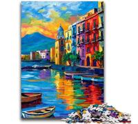 Puzzles pour Adultes 1000 pièces Peinture de Naples Italie Front de mer Jouets Jeux éducatifs Soulagement du Stress Convient pour la décoration de Bureau 50x75cm