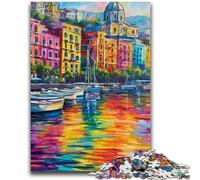 Puzzles pour Adultes 1000 pièces Peinture du Front de mer de Naples, Italie Aide Le Cerveau à exercer des Jouets addictifs pour cultiver la Patience Décoration Parfaite 38x26cm