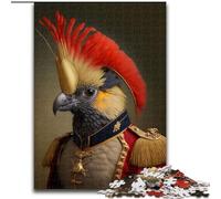 Puzzles pour Adultes, 1000 pièces Perroquet en Uniforme Militaire, Puzzles en Bois, idéal pour Les fêtes ou Les Anniversaires, Jeu de société 1000 pièces(50x75cm)