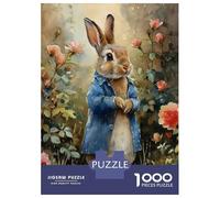 Puzzles pour Adultes 1000 Pièces Peter Rabbit in A Garden Puzzles pour Adolescents Jeux De Détente Une Œuvre d'art Cadeaux Uniques pour Un Anniversaire Ou Noël 38x26cm/1000pcs