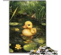 Puzzles pour Adultes 1000 pièces Petit Canard dans Une Feuille de Lotus Puzzle Jeu Adulte Cadeau Jeu Interactif Familial Défi Cérébral Cadeau 50X75CM