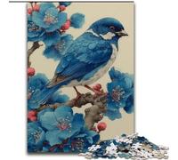 Puzzles pour Adultes 1000 pièces Petit Oiseau Bleu, Jeu Stimulant et Familial avec des pièces entièrement emboîtables de Formes aléatoires (Taille 26x38cm)