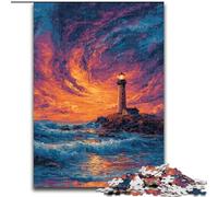 Puzzles pour Adultes 1000 pièces Phare au Coucher du Soleil, Jouets de Divertissement Familial, idéal comme Cadeau pour Toute la Famille à partir de 14 Ans (Taille 50x75cm)