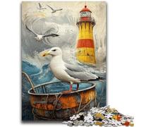 Puzzles pour Adultes 1000 pièces Phare et mouettes Difficile à compléter mais Amusant et Humoristique Anniversaire et Cadeaux Uniques 50x75cm