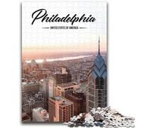 Puzzles pour Adultes 1000 pièces Philadelphie Jeu Stimulant et Jeu Familial Décoration Murale Cadeaux d'anniversaire et de Noël Uniques (Taille 38x26cm)