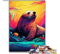 Puzzles pour Adultes 1000 pièces Phoque coloré Puzzle en Bois Taille 50x75cm Casse-tête, Jeu pour Adultes, activité Interactive familiale