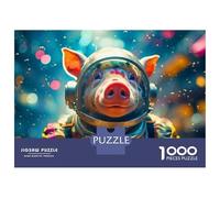 Puzzles pour Adultes 1000 Pièces Pig Astronaut in Space Suit Puzzles pour Adultes : des Jeux Amusants, Drôles Et Stimulants À Terminer 52x38cm/1000pcs