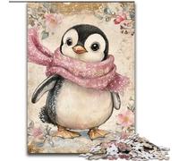 Puzzles pour Adultes 1000 pièces Pingouin Portant Une écharpe Jouets éducatifs pour l'apprentissage Jeux familiaux Convient pour la décoration de Bureau (Taille 50x75cm)