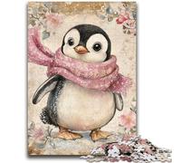 Puzzles pour Adultes 1000 pièces Pingouin Portant Une écharpe pour et à partir de 14 Ans Jeu Pratique Jeu de Noël Cadeaux 50x75cm