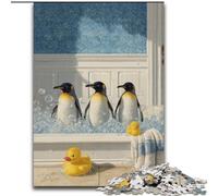 Puzzles pour Adultes 1000 pièces Pingouin prenant Un Bain, Aide Le Cerveau à exercer des Jouets addictifs pour cultiver la Patience et améliorer la mémoire (Taille 50x75cm)