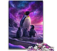 Puzzles pour Adultes 1000 pièces Pingouins sous l'aurore boréale, à partir de 14 Ans, décoration d'intérieur, à Offrir en Cadeau à Toute la Famille, 50x75cm