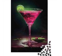 Puzzles pour Adultes 1000 Pièces Pink Martini Cocktail Recipe Puzzle pour Adolescents, Améliore La Mémoire, Stimulant À Compléter, Jeu Amusant pour Toute La Famille 38x26cm/1000pcs