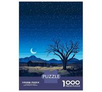 Puzzles Pour Adultes 1000 Pièces Pixel Art Night Landscape with Abandoned House Puzzle Pour Adultes - Jeu De Réflexion - Idéal Pour Se Divertir À La Maison - Cadeau D'anniversaire Ou De Noël 52x38cm/1