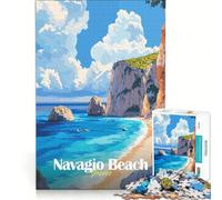 Puzzles pour Adultes 1000 pièces Plage de Navagio Grèce Jeu Anti-Stress Découpe de précision Idéal comme Cadeau pour Toute la Famille 38x26cm