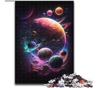 Puzzles pour Adultes 1000 pièces Planète colorée en Bois, Casse-tête Haute difficulté pour Adolescents 50x75cm pour Jeu interactif en Famille