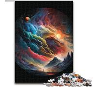 Puzzles pour Adultes 1000 pièces Planète colorée en Explosion en Bois, idée Cadeau Unique de décoration d'intérieur à Faire soi-même 50x75cm Fête d'anniversaire pour Hommes et Femmes