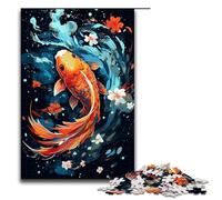 Puzzles pour Adultes 1000 pièces Poisson Koi entouré d'éclaboussures dans Le Style Puzzles Jeu Jouets Drôle 75x50cm