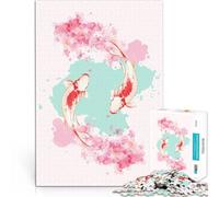 Puzzles pour Adultes 1000 pièces Poisson Koi Japonais Rose Aquarelle Jeux Jouets Cadeaux Décoration d'intérieur et Cadeaux Uniques 50x70cm