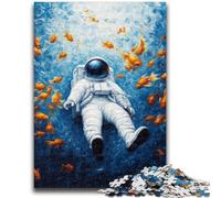 Puzzles pour Adultes 1000 pièces Poisson Rouge et Astronaute Jeux éducatifs Jouets à Faire soi-même Idéal comme Cadeau pour Toute la Famille 38x26cm