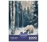 Puzzles pour Adultes 1000 Pièces Polar Bear in Winter Forest Painting Puzzle Adulte - Jeu De Réflexion - Améliore La Mémoire - Réduit Le Stress - Cadeaux 52x38cm/1000pcs