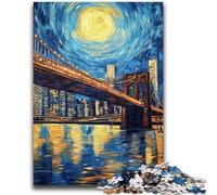Puzzles pour Adultes 1000 pièces Pont de Brooklyn Puzzles Nocturnes pour Adultes, Anti-Stress, défi Difficile, Jouets de décoration pour la Maison (75x50cm)