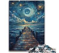 Puzzles pour Adultes 1000 pièces - Pont Difficile sous Le Ciel Nocturne - Aide Le Cerveau à exercer - Jouets addictifs pour cultiver la Patience - Convient aux Couples - 26x38cm