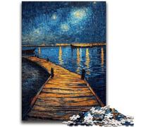 Puzzles pour Adultes 1000 pièces Pont sous Le Ciel Nocturne Jeu de réflexion Décoration Murale Cadeaux d'anniversaire et de Noël Uniques 26x38cm