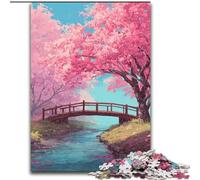 Puzzles pour Adultes 1000 pièces Pont sous Les cerisiers en Fleurs,à partir de 14 Ans,idéal pour Les Couples,activités Amusantes à la Maison,Cadeau d'anniversaire,Cadeau de Voyage (Taille 26x38cm)
