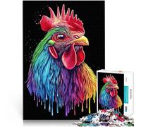 Puzzles pour Adultes 1000 pièces Pop Art Arc-en-Ciel Coq Rouge de Rhode Island Casse-tête pour Cadeau Amusant 50x70cm