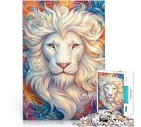 Puzzles pour Adultes 1000 pièces Portrait Abstrait de Lion Blanc Jouets à Faire soi-même Décoration d'intérieur et Cadeaux Uniques 52x38cm
