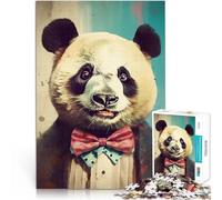 Puzzles pour Adultes 1000 pièces Portrait Artistique d'un Panda Souriant Jeu de Quiz est idéal comme Cadeau pour Toute la Famille 38x26cm
