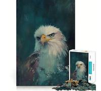 Puzzles pour Adultes 1000 pièces Portrait d'aigle à tête Blanche Jeu de logique aux Bords Nets Jeu Lent et Amusant Scène de Noël Artistique (50x75cm)