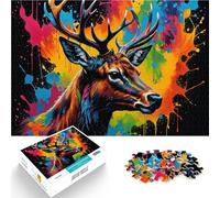 Puzzles pour Adultes 1000 pièces Portrait de cerf coloré pour Le Jeu éducatif Challenge Toy Interaction Parent-Enfant 38x52cm