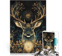 Puzzles pour Adultes 1000 pièces Portrait de cerf doré pour Le Jeu éducatif Challenge Toy Excellent Cadeau pour Les Jeux 52x38cm