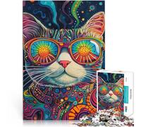 Puzzles pour Adultes 1000 pièces Portrait de Chat psychédélique pour Le Jeu éducatif Challenge Toy Décoration Parfaite 75x50cm