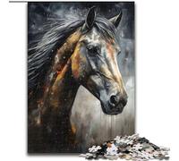 Puzzles pour Adultes 1000 pièces, Portrait de Cheval au Fusain, Jeu intellectuel pour renforcer l'amour Entre Couples à partir de 14 Ans (Taille 50x75cm)