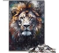Puzzles pour Adultes 1000 pièces Portrait de Lion coloré en Bois, activité Amusante à la Maison 50x75cm Activité Amusante en Famille, défi cérébral, Cadeau Parfait pour Adolescent
