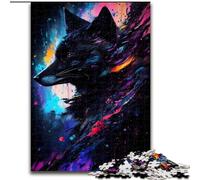 Puzzles pour Adultes 1000 pièces Portrait de Renard Noir, à partir de 14 Ans, Jeux éducatifs, Jouets à Faire soi-même, œuvres d'art, Cadeau (Taille 26x38cm)