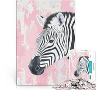 Puzzles pour Adultes 1000 pièces Portrait de zèbre sur Fond Abstrait Rose Jouets de Jeu Décoration d'intérieur et Cadeaux Uniques 38x26cm