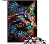 Puzzles pour Adultes 1000 pièces Portrait d'un Beau Chat Puzzle en Carton, Casse-tête Stimulant pour Les Adolescents, Jeu interactif Amusant en Famille 1000 pièces(26x38cm)