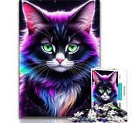 Puzzles pour Adultes 1000 pièces Portraits de Chats poilus Puzzles pour Adolescents pour Tuer Le Temps en Vacances avec des pièces de Formes aléatoires entièrement emboîtables 38x26cm