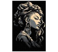 Puzzles pour Adultes, 1000 pièces, pour Portrait de Profil d'une Fille Noire, Puzzles de Personnages, peintures décoratives (a ; 1000)