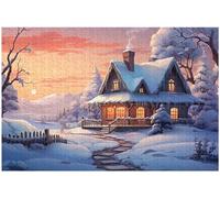 Puzzles pour Adultes, 1000 pièces, pour soirée d'hiver, Chalet Pastoral et Sapin de Noël dans la Neige (c ; 1000)