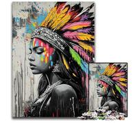 Puzzles pour Adultes 1000 pièces Princesse Indienne Graffiti Puzzle pour Les 14 Ans et Plus Défi éducatif Activités Amusantes à la Maison, Cadeaux d'anniversaire, Cadeaux de Voyage 50x75cm