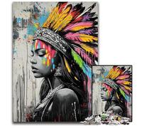 Puzzles pour Adultes 1000 pièces Princesse Indienne Graffiti Puzzles en Carton Jeux éducatifs Jouets à Faire soi-même, Cadeau d'anniversaire, Cadeaux pour Les 14 Ans 26x38cm