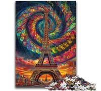 Puzzles pour Adultes 1000 pièces psychédéliques Eiffel, Jeux stimulants, à Offrir en Cadeau à Toute la Famille à partir de 14 Ans, 26x38cm